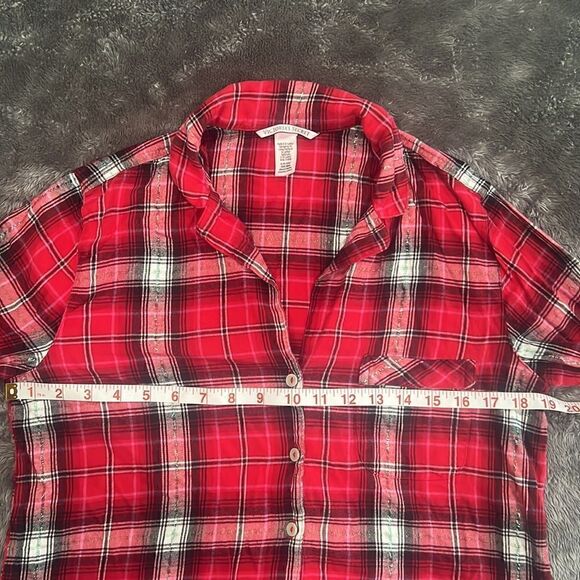 62. Size S Victoria’s Secret Paid flannel button down night shirt - Picture 5 of 9